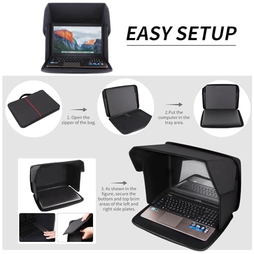 Laptop Sun Shade,Laptop Sun Glare Shield Privacy Cover for Working Outside - size: 12-14''