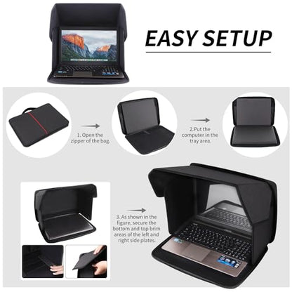 Laptop Sun Shade,Laptop Sun Glare Shield Privacy Cover for Working Outside - size: 12-14''