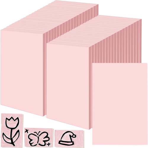 Frienda 40 Pcs Rubber Carving Blocks Linoleum Block 4"x6", Pink - color: Pink