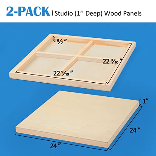 Falling in Art 2 Pack 24x24 Unfinished Birch Wood Panels Kit for Painting - size: 24*24 2-pack