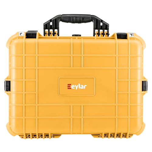 Eylar 20" Large Hard Case Equipped With Ragar Reconfigurable & Reusable XP Crosslinked Foam Insert, Waterproof, Shockproof For Equipment, Drones And Cameras (2 Ragar Layers) (Yellow)