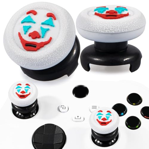 FPS Thumbstick Extender &Texture Rubber Silicone Grip Cover 2 Sets for Xbox Series X/S & Xbox One Controller(Joker White) - color: White