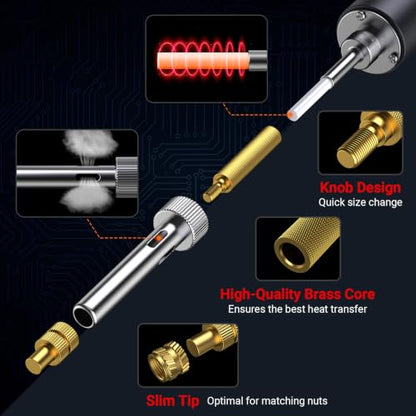 M5 Heat Set Insert Kit 261PCS Threaded Inserts 60W Soldering Iron, Heat Insert Tips, Nuts & Screws, Threaded Insert Installation Tool Set with Stand and Tweezers for 3D Printing - size: M5