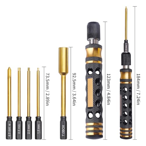 Titanium Hexagon Screwdriver Allen Wrench Hex Nut Driver Phillips Bit RC Tool Kit for Multi-Axis FPV Racing Drone RC Quadcopter Car Modeling Robot