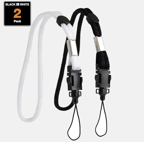 2 Pack Camera & Cell Phone Wrist Strap (Lanyard Style) Adjustable with Quick-Release. (Black & White Set) - color: Black and White Wrist Strap
