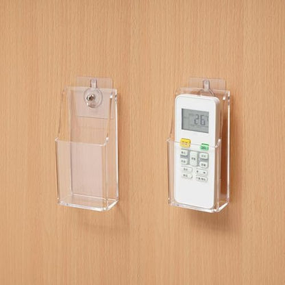 Remote Control Holder Case Wall Mount, Clear Acrylic TV Controller Box, Self Adhesive Remote Caddy, Wall Pen Rack Storage Accessories for Home Office School, White