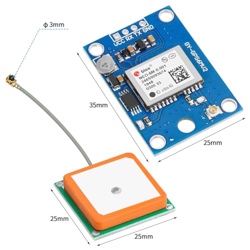4 Pack GY-NEO6MV2 NEO-6M GPS Module - Flight Controller Module Board 3V-5V with Super Strong Ceramic Antenna Compatible with Ar duino ESP 32 Rasp Berry P i EEPROM APM 2.5 - color: Blue