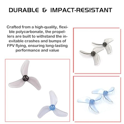Gemfan 1207 3-Blade Propellers with 1.0mm Shaft for FPV Drone(Gray+Blue) - color: Gray+blue