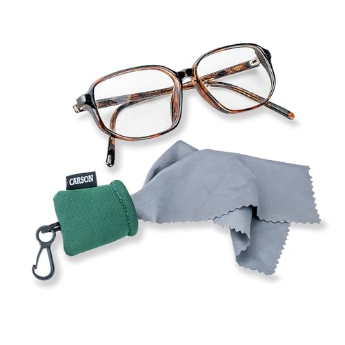 Carson Stuff-It Microfiber Lens Cloth Cleaning System for Eyeglasses, Smartphones, Tablets, Optics, Lenses, Cameras and More - color: Green