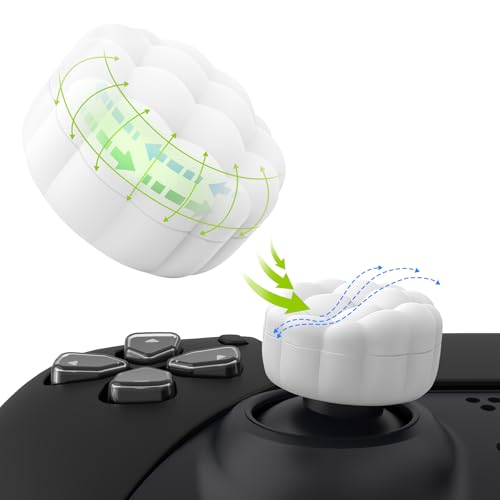 PlayVital Thumbs Cushion Caps Thumb Grips for ps5 ps4, Thumbstick Grip Cover Joystick Caps for Xbox Series X/S, Xbox One, Elite Series 2, Switch 2 Pro Controller - Puff Cloud Texture Design White - color: Puff Cloud Texture Design White