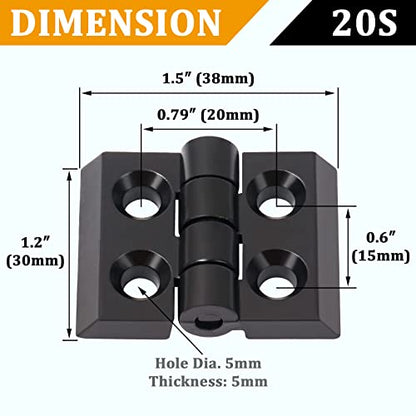 KOOTANS 4 Sets Alloy Hinges for 2020 Series 6mm T-Slot Aluminum Extrusion Profile 3D Printer Frame