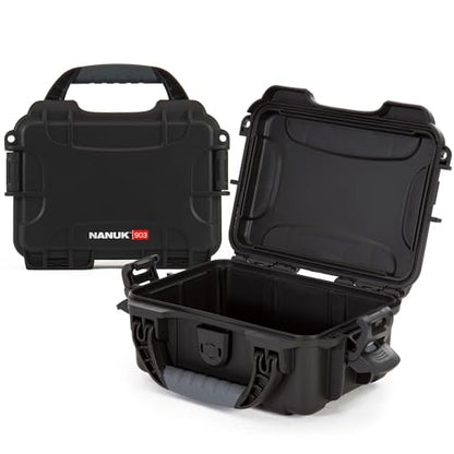 NANUK 903 Empty Hard Case – IP67 Waterproof Protective Hard-Shell Case, Impact Resistant, Dustproof Storage & Travelling Box, 9.1” x 6.8” x 3.8”, Made in Canada – Black - color: Black, size: Empty