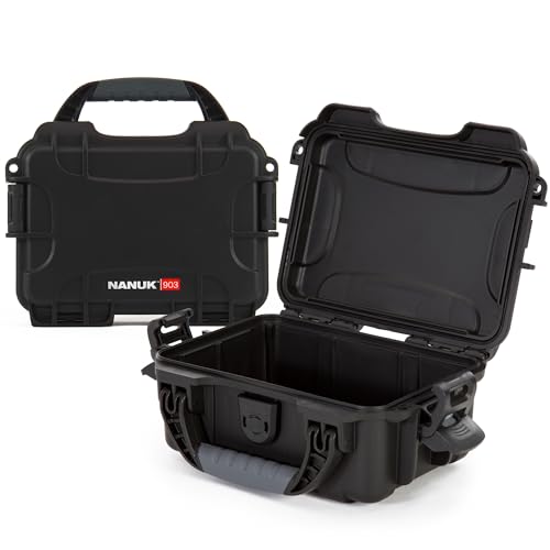 NANUK 903 Empty Hard Case – IP67 Waterproof Protective Hard-Shell Case, Impact Resistant, Dustproof Storage & Travelling Box, 9.1” x 6.8” x 3.8”, Made in Canada – Black - color: Black, size: Empty