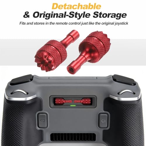 MECCANIXITY 2 Set Aluminum Controller Stick, Replacement Joystick Remote Controller Joystick Stick for Mini4 Pro Air3S Drone Remote Accessories, Burgundy/Silver - color: Burgundy/Silver