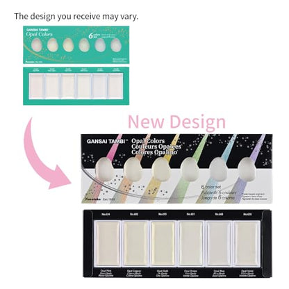 Kuretake Gansai Tambi OPAL COLORS, 6 colors set, Made in Japan - style: Opal