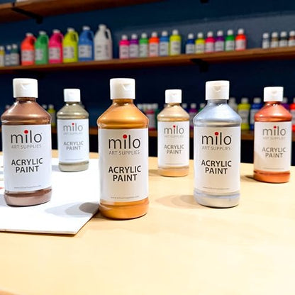milo Metallic Acrylic Paint Set, 6 Metallic Colors, 8 oz Bottles - style: Metallic Set 6 x 8 oz