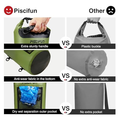 Piscifun Dry Bag, Waterproof Floating Backpack 10L/20L/30L/40L - color: Light Blue, style: 10l