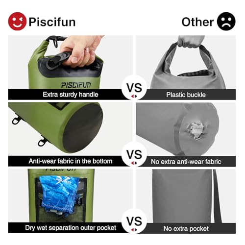 Piscifun Dry Bag, Waterproof Floating Backpack 10L/20L/30L/40L - color: Light Blue, style: 40l