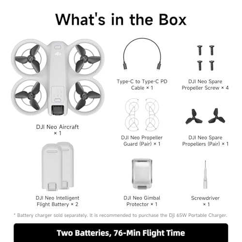DJI Neo Drone with Camera 4K, Intelligent Flight Battery & Carrying Bag Bundle, Foldable FPV GPS Drone for Adults, Beginners, Professionals - size: DJI Neo 2BT Combo