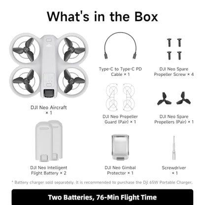 DJI Neo Drone with Camera 4K, Intelligent Flight Battery & Carrying Bag Bundle, Foldable FPV GPS Drone for Adults, Beginners, Professionals - size: DJI Neo 2BT Combo