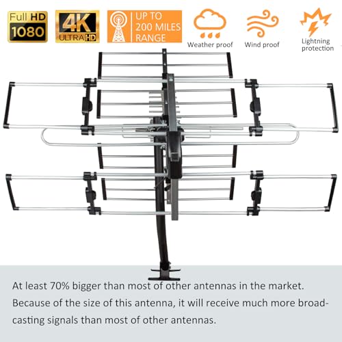 Five Star 200 Miles Long Range Yagi Outdoor TV Antenna - style: Antenna with 20" J Pole