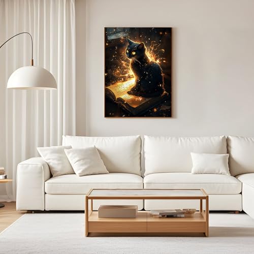 Diamond Art Kits for Adults, 5D Magic Black Cat Diamond Painting Kit - color: TRTDNFDP1P07