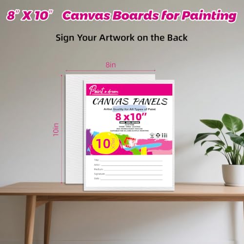 10 Pack 8"x10" Canvas Boards for Painting, 100% Cotton Triple Primed - size: 8x10" - 10Pack