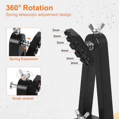 Circuit Board Holder Helping Hands for Soldering and Repair, Adjustable 360° Rotation, Strong Magnetic, Potable, Space-Saving and Aluminum Base, Durable for Electronics PCB