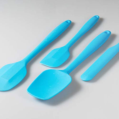 4-Piece Silicone Spatula Set with Stainless Steel Core, Blue - color: Blue