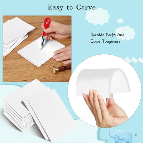 Frienda 40 Pcs Rubber Carving Blocks Linoleum Block 4"x6", White - color: White