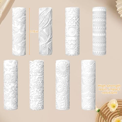 8 Pcs Non-Stick Polymer Clay Texture Rollers (Complex Texture) - color: Complex Texture