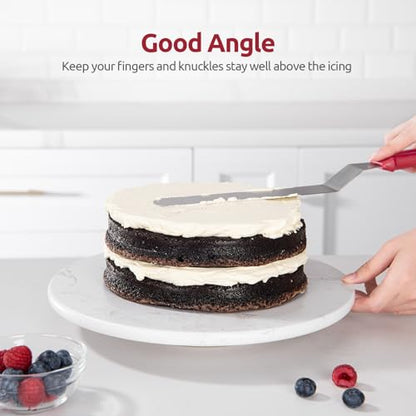 U-Taste Offset Icing Spatula Set, Cake Frosting Spreader, 6/8/10in, Red - color: Red (6", 8", 10")