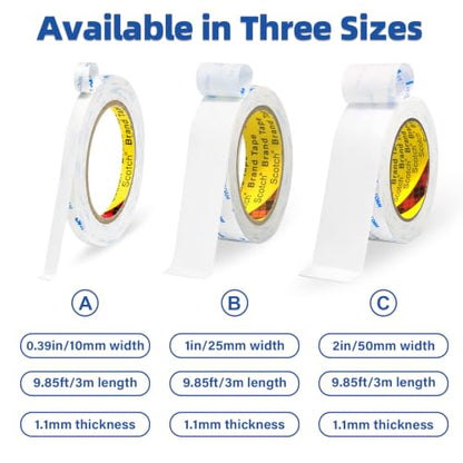 3M Double Sided Tape 1"×16.5ft, Heavy Duty Mounting Tape - size: 1in×16.5ft