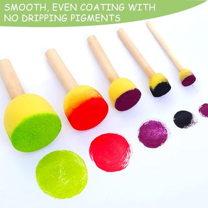 60 Pcs Round Paint Sponges Set, 5 Sizes Sponge Brushes for Painting - style: 60 Pcs Yellow