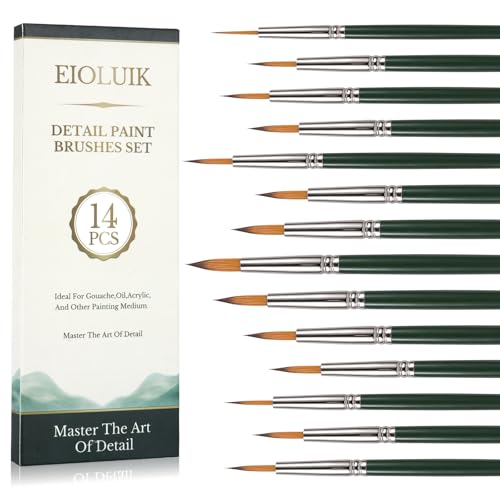 Detail Paint Brushes 14 Pcs Miniature Exact Size for Every Detail