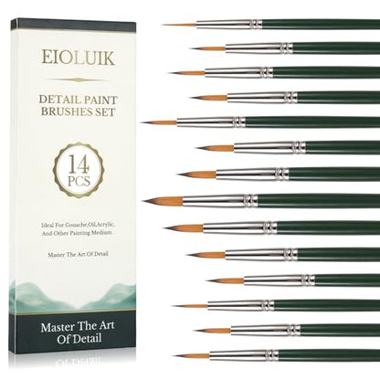 Detail Paint Brushes 14 Pcs Miniature Exact Size for Every Detail
