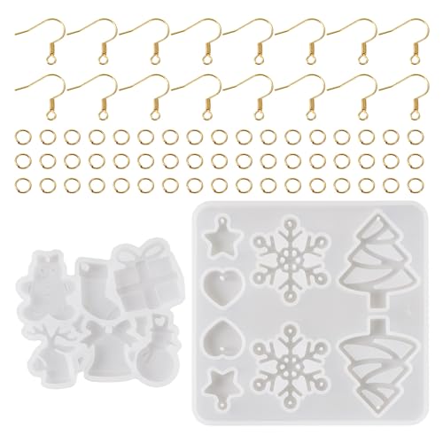 Elecrelive 2Pcs Christmas Earring Molds Snowman Bell Tree Star Resin Molds - color: Clear - Christmas