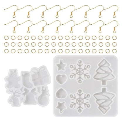 Elecrelive 2Pcs Christmas Earring Molds Snowman Bell Tree Star Resin Molds - color: Clear - Christmas