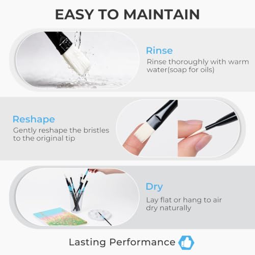 Nicpro 30pcs Paint Brush Set for Acrylic Painting, Oil, Watercolor, Gouache - color: Black-blue