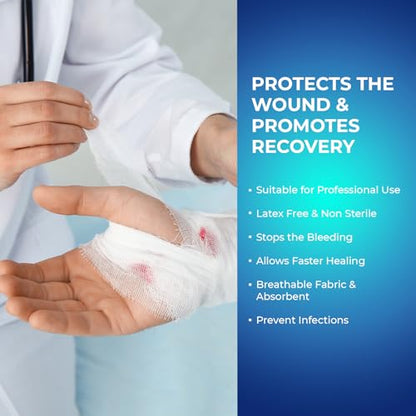 MED PRIDE Conforming Gauze Rolls First Aid Rolled Stretch Bandages for Wounds & Injuries – Disposable Nonsterile Body Wrap Dressing for The Knee, Ankle, Hands, Wrist, White (3''x 4.1 yd)