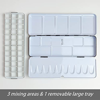 FCLUB Empty Watercolor Palette Paint Case - Medium Tin with 36 Half Pans - style: Tin with 36Pcs Half Pans