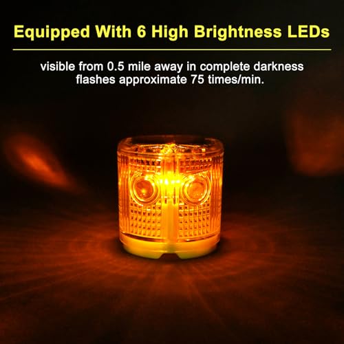 Aolyty Solar Strobe Warning Light, Magnetic Base, 360° Visible, Yellow - color: Yellow