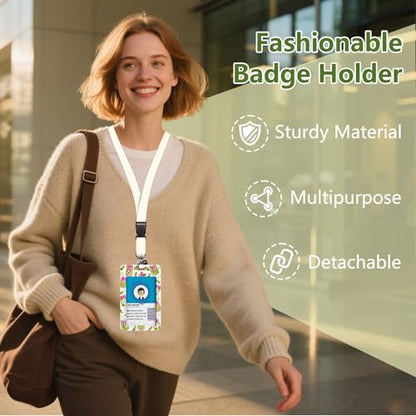 Lanyards for ID Badge, Cartoon Cucumber Pattern ID Badge Holde - color: Cucumber