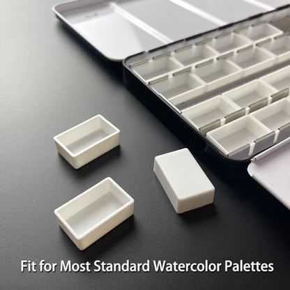 FCLUB 100PCS 3ml Empty Watercolor Full Pans, Flat Bottom Paint Pans - color: White, size: 100 Pieces 3 ml Full Pans