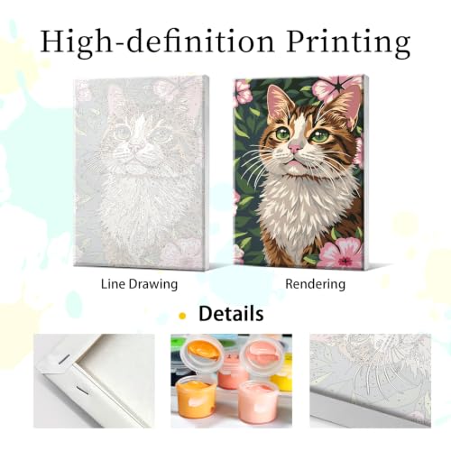 YOYA Framed Paint by Numbers Kit for Adults - Cat Paint by Number - color: Cat 035