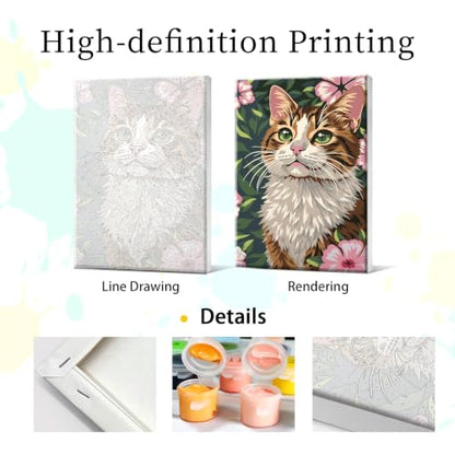 YOYA Framed Paint by Numbers Kit for Adults - Cat Paint by Number - color: Cat 035