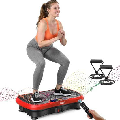 AXV Vibration Plate Exercise Machine Fitness Platform Body Vibrating Board - color: SLIM.RED