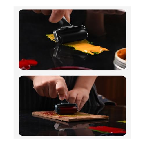 2.4 Inch Rubber Brayer Roller Printmaking Brayers, Braided Rolle, Black Ink Roller Tool for Crafting Wallpapers Stamping Gluing Application Printmaking(Black)