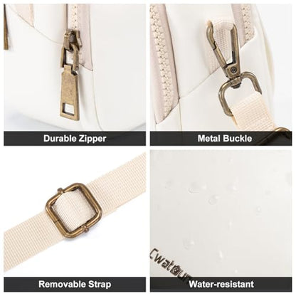 Cwatcun Mini PU Leather Sling Bag, Crossbody/Waist Case for Digital Cameras - color: White