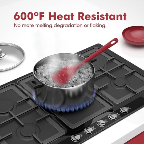 ChefAide 4 Pieces Silicone Spatulas Set, Heat Resistant Rubber Spatula - color: Red, size: 4 pieces